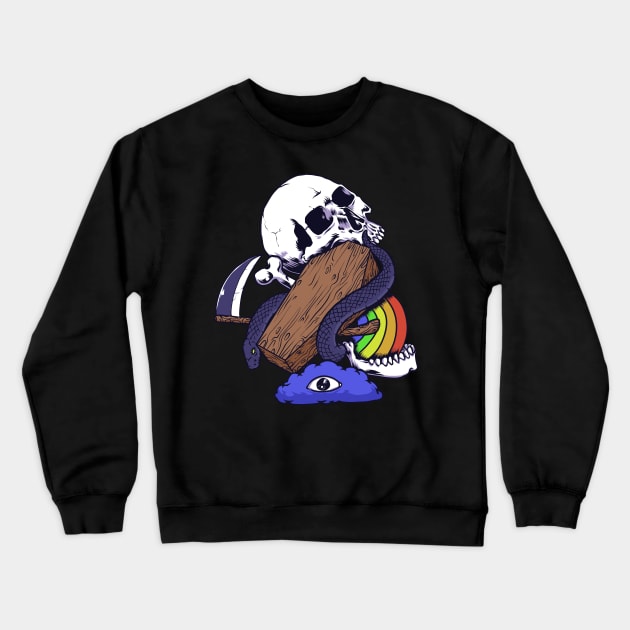 Psycho Skull Rainbow Art Crewneck Sweatshirt by Zuvarie